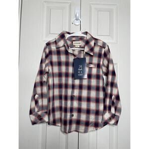 NEW Me & Henry Plaid Button Down Shirt Boys Size 4-5y Red Navy White